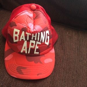 Super Rare Red BAPE Camo Truck Cap 100% Authentic